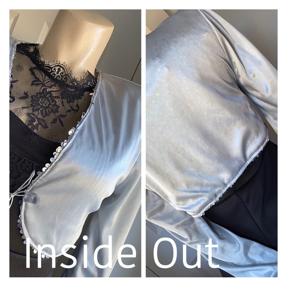 LONG SLEEVE SILVER SEQUINS SHORT BOLERO JACKET. Sizes S-M - Picture 8 of 13